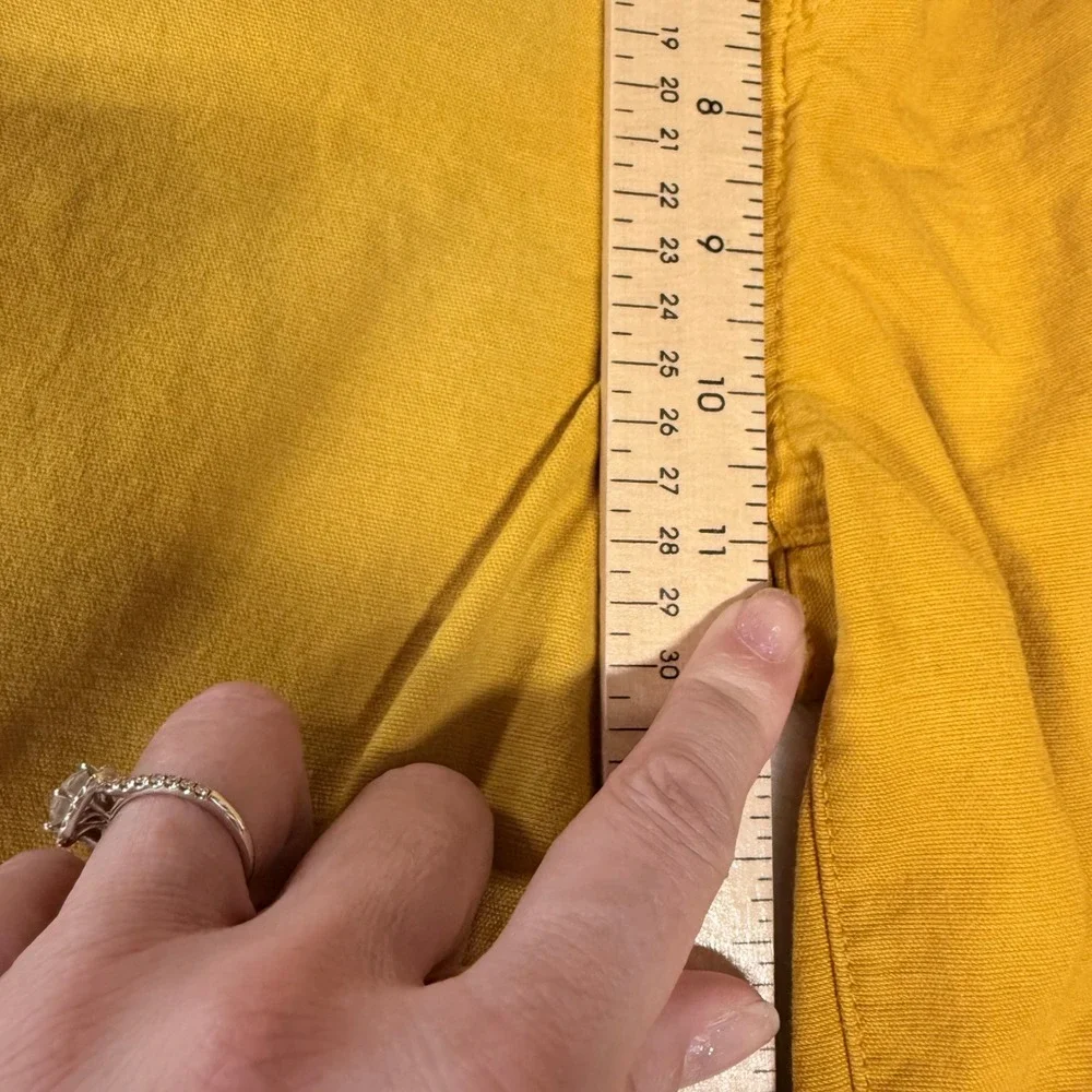 J.Crew Slim Wide Leg Pants Mustard Yellow High Rise Cotton Modal Size 28T Tall